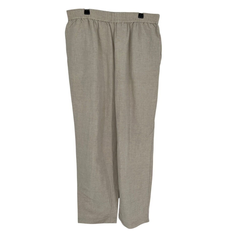 Orvis Linen Pants Women’s Size 12 Beige Pull On Wide Leg Trousers